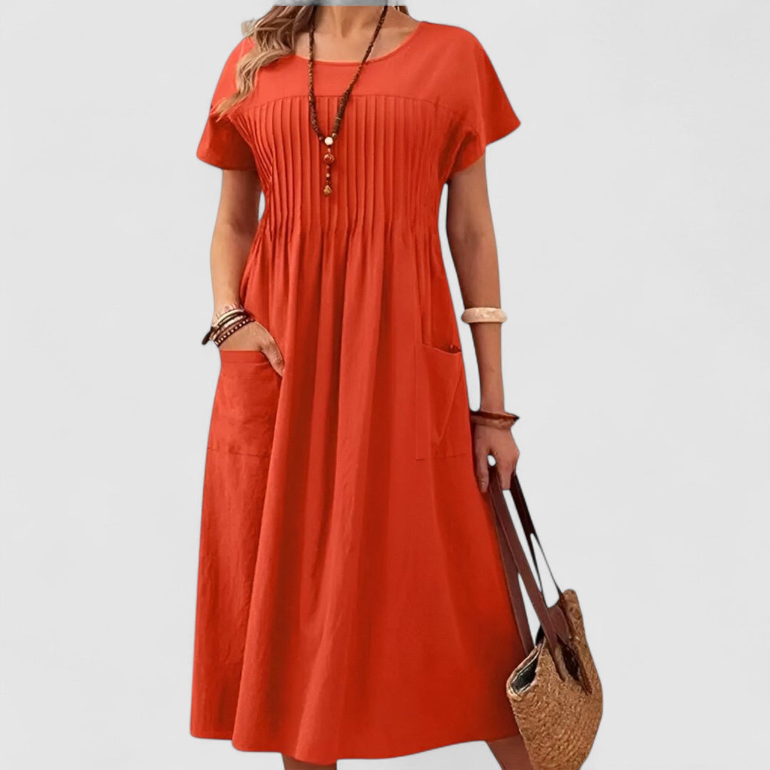 Leonie - Pleated Pocket Midi Dress